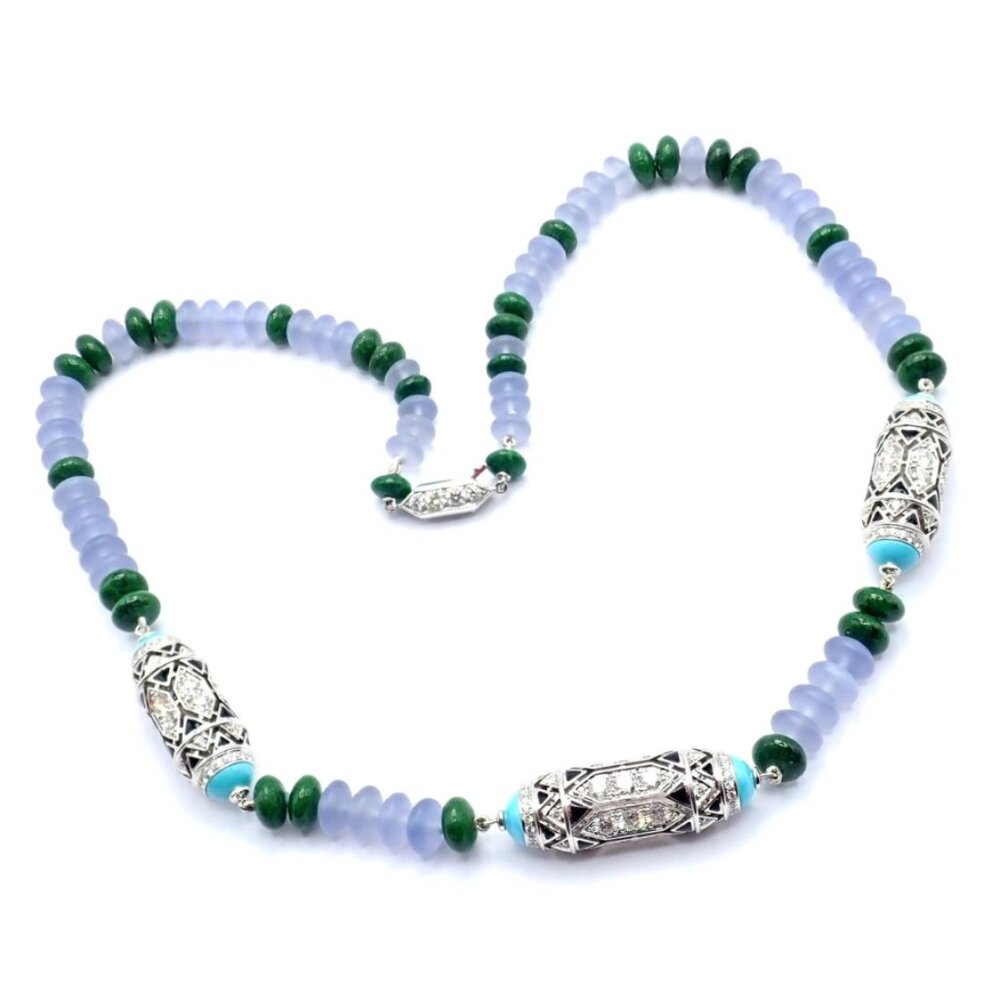 Authentic! Cartier 18k White Gold High Jewelry Géometrie & Contrastes Necklace